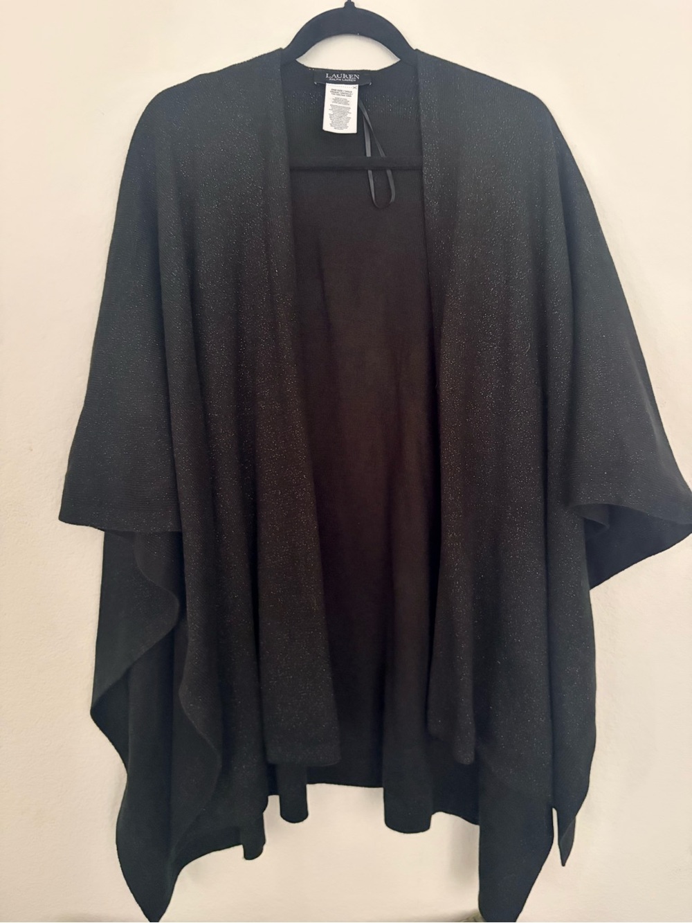 Ralph Lauren Black Sparkle Open-Front Cape